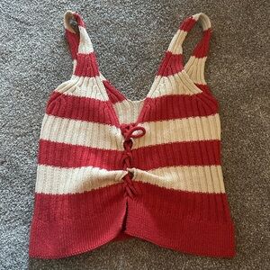 Red and Cream Striped Women's Sweater Tank